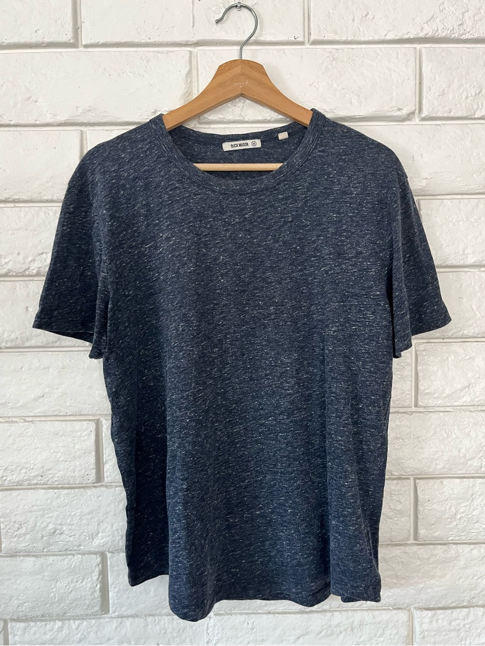 Buck Mason Men's Navy Blue Heathered T-Shirt Medium